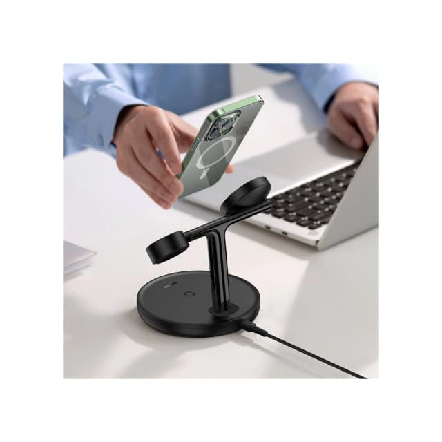 Baseus 20W Swan 3-in-1 Wireless Magnetic Charging Bracket - Black