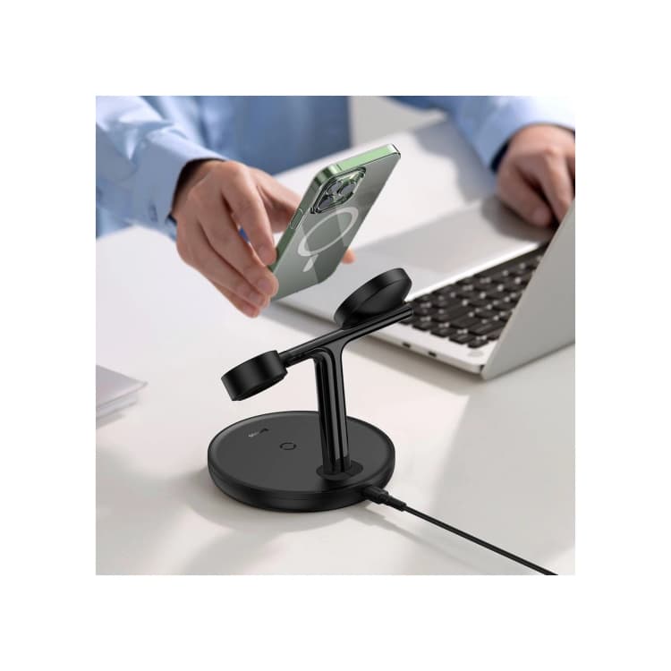 Baseus 20W Swan 3-in-1 Wireless Magnetic Charging Bracket - Black