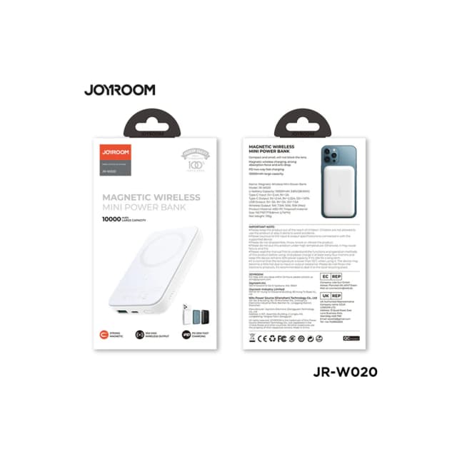 JOYROOM-W020 20W Mini magnetic wireless power bank 10000mah - White